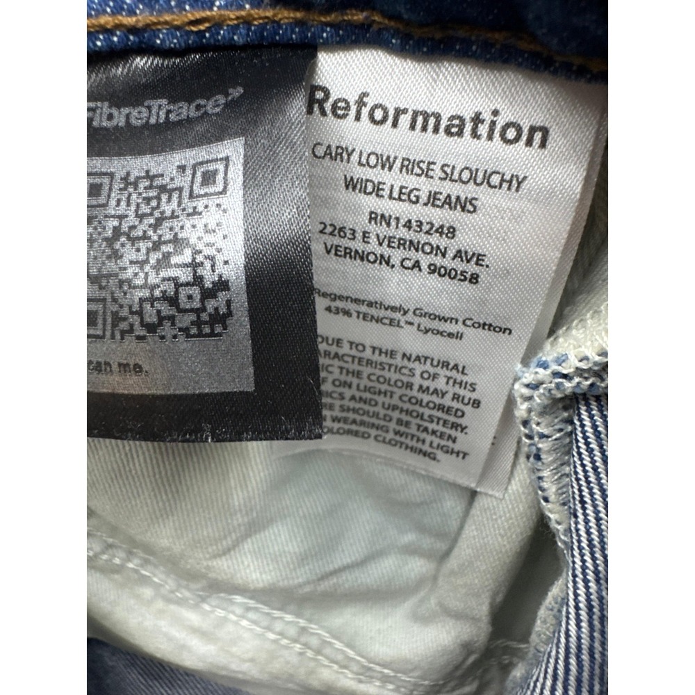 Reformation Cary Low Rise Slouchy Wide Leg Jeans Dark Wash Blue Womens Size 29 - Picture 7 of 15